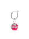 True Rocks Women's Silver / Pink / Purple Neon Pink & Sterling Silver Mini Globe On Silver Hoop Earring In Silver