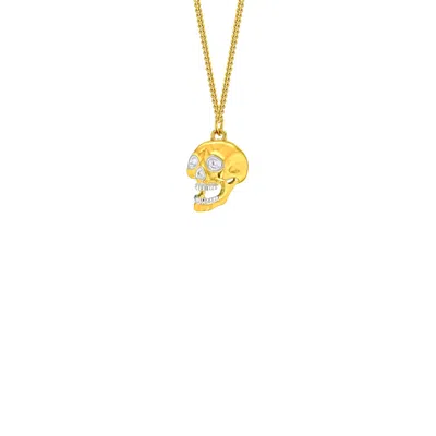 True Rocks Men's 18kt Gold Plated & Sterling Silver 2-tone Mini Skull Pendant