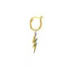 True Rocks Men's 18kt Gold Plated & Sterling Silver Bolt Charm On Gold Hoop In Gold