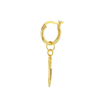 True Rocks Men's 18kt Gold Plated Mini Knife Charm On Gold-plated Hoop