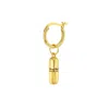 True Rocks Men's 18kt Gold Plated Mini Pill Charm On Gold Hoop Single In Gold
