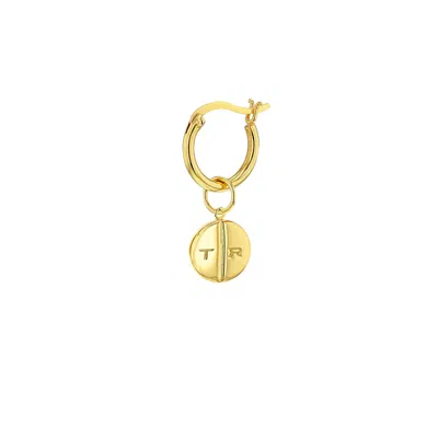 True Rocks Men's 18kt Gold Plated Mini Round Pill Charm On A Gold Hoop