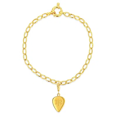 True Rocks Men's 18kt Gold Plated Plectrum Charm Belcher Bracelet