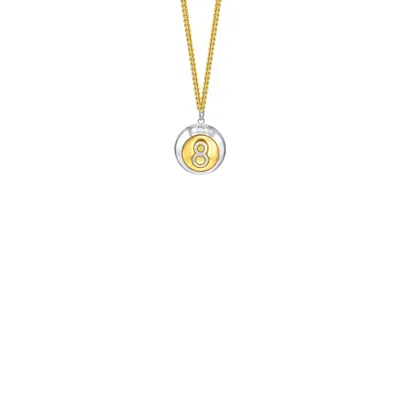 True Rocks Men's 2-tone 18kt Gold-plated & Sterling Silver Mini 8 Ball Pendant On Gold Chain
