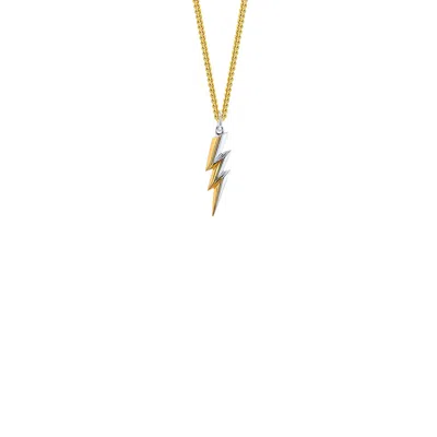 True Rocks Men's 2 Tone 18kt Gold Plated & Sterling Silver Mini Bolt Pendant