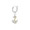 True Rocks Men's 2 Tone Sterling Silver & 18kt Gold Plated Mini Anchor Charm On Silver Hoop In Silver