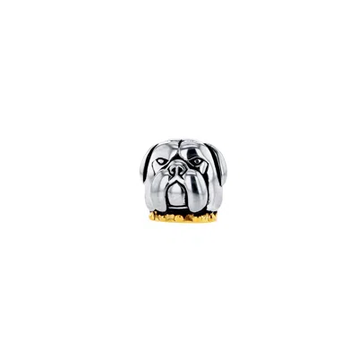 True Rocks Men's 2tone Sterling Silver With 18kt Gold-plated Detail Bulldog Stud Earring