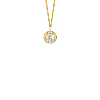 True Rocks Men's 8 Ball Mini Pendant 2tone 18kt Gold-plate With Sterling Silver Detail