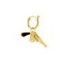 True Rocks Men's Black & 18kt Gold-plated Mini Retro Pistol Charm On Gold Hoop In Black