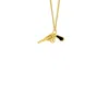 True Rocks Men's Black / Gold 18kt Gold-plated & Black Enamel Mini Retro Pistol Pendant In Gold