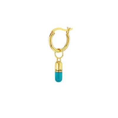 True Rocks Men's Blue / Gold 18kt Gold-plated & Turquoise Mini Pill Charm On Gold Hoop