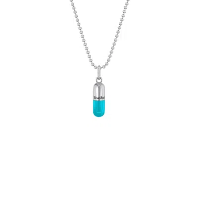 True Rocks Men's Blue / Silver Small Pill Pendant Sterling Silver & Turquoise Enamel In Blue/silver