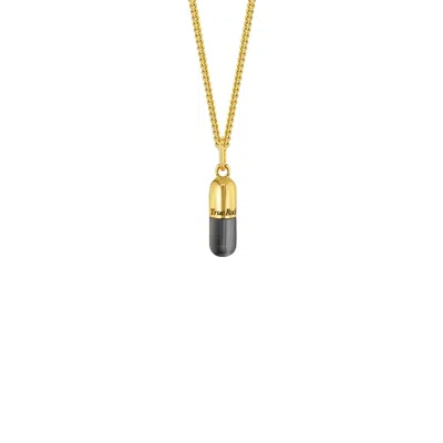 True Rocks Men's Gold / Grey Gun Metal Grey Sterling Silver & 18kt Gold-plated Mini Pill Pendant In Multi