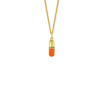 TRUE ROCKS MEN'S GOLD / ORANGE 18KT GOLD PLATED & ORANGE MINI PILL PENDANT