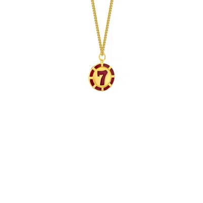 True Rocks Men's Gold / Red Mini Vegas No.7 Poker Chip Pendant 18kt Gold-plated & Red Enamel In Multi