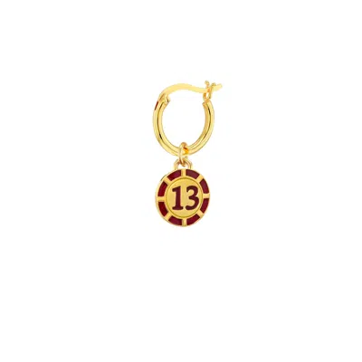 True Rocks Men's Gold / Red Red & 18kt Gold-plated Mini No.13 Vegas Chip Charm On Gold Hoop