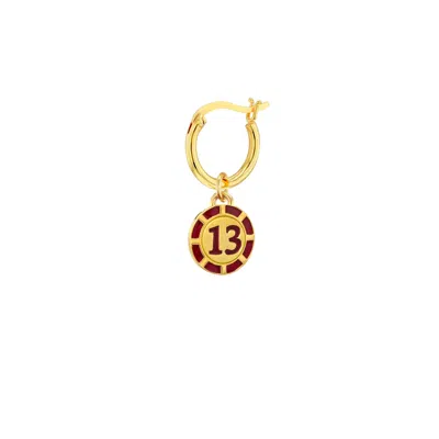 True Rocks Men's Gold / Red Red & 18kt Gold-plated Mini No.13 Vegas Chip Charm On Gold Hoop In Multi
