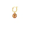 True Rocks Men's Gold / Red Red Enamel & 18kt Gold Plated Mini No.7 Vegas Chip Charm On Gold Hoop In Multi