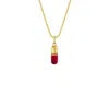 True Rocks Men's Gold / Red Small Pill Pendant 18kt Gold-plated & Red Enamel In Gold