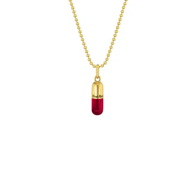 True Rocks Men's Gold / Red Small Pill Pendant 18kt Gold-plated & Red Enamel In Multi