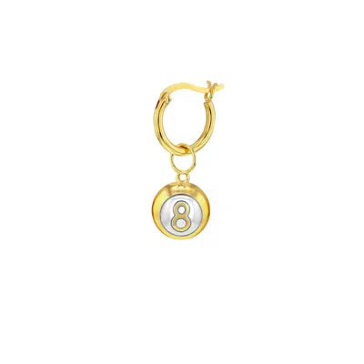 True Rocks Men's Gold / Silver 18kt Gold Plated & Sterling Silver 2 Tone Mini 8 Ball Charm On Gold Hoop In Gold/silver