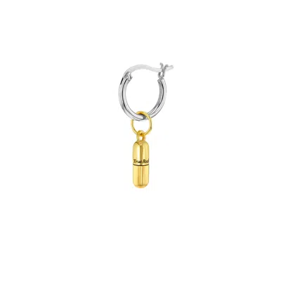 True Rocks Men's Gold / Silver 18kt Gold Plated Mini Pill On Sterling Silver Hoop