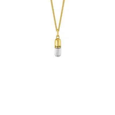 True Rocks Men's Gold / Silver 2 Tone 18kt Gold Plated & Sterling Mini Silver Pill Pendant In Multi