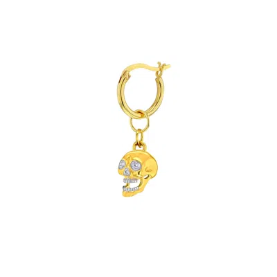 True Rocks Men's Gold / Silver 2 Tone Gold & Silver Skull Charm Hung On Gold Hoop - Gold