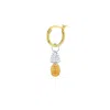 True Rocks Men's Gold / Silver 2 Tone Sterling Silver & 18kt Gold Plated Mini Pineapple Charm On Gold Hoop In Multi