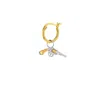 True Rocks Men's Gold / Silver 2 Tone Sterling Silver & 18kt Gold Plated Mini Pistol Charm On Gold Hoop In Gold