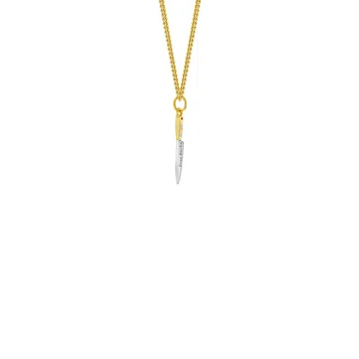 True Rocks Men's Gold / Silver Mini Knife Pendant 18kt Gold-plating & Sterling Silver On Gold-plated Chain