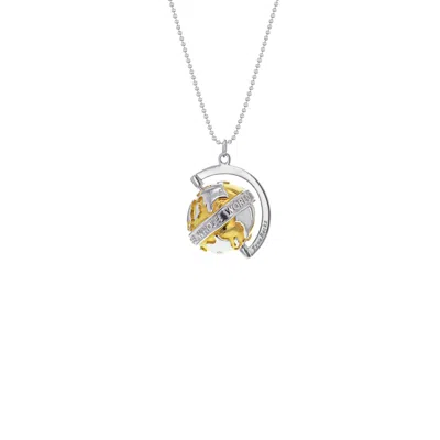 True Rocks Men's Gold / Silver Small Spinning Globe Pendant 2tone 18kt Gold Plated & Sterling Silver In Multi