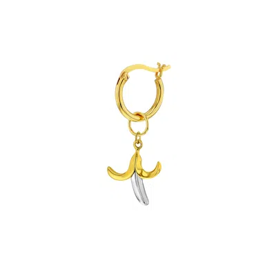 True Rocks Men's Gold / Silver Sterling Silver & 18kt Gold Plated 2-tone Mini Banana Charm On Gold Hoop In Multi