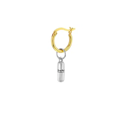 True Rocks Men's Gold / Silver Sterling Silver Mini Pill On A Gold Plated Hoop In White