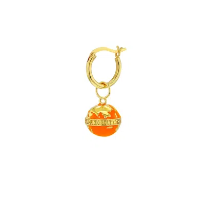 True Rocks Men's Gold / Yellow / Orange Orange & 18kt Gold-plated Mini Globe Charm On Gold Hoop