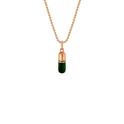 True Rocks Men's Green / Rose Gold Small Pill Pendant Green & 18kt Rose Gold
