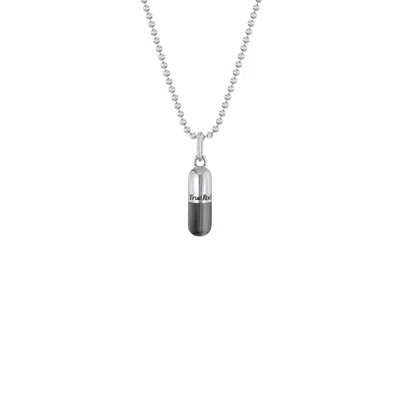 True Rocks Men's Grey / Silver Gun Metal Grey & Sterling Silver Small Pill Pendant In Grey/silver