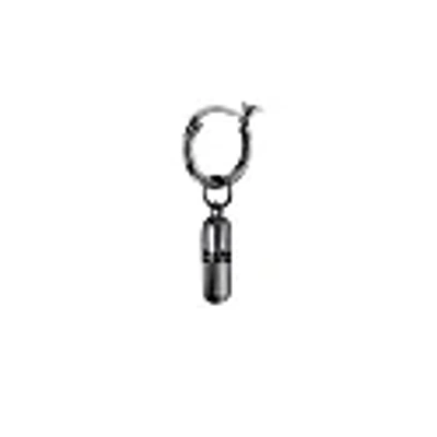 True Rocks Gun Metal Grey Sterling Silver Mini Pill Charm On Gun Metal Hoop