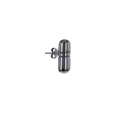 True Rocks Men's Pill Stud Earring Gun Metal Grey In Black