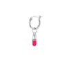 True Rocks Men's Pink / Silver Neon Pink & Sterling Silver Mini Pill Charm On A Silver Hoop In Multi