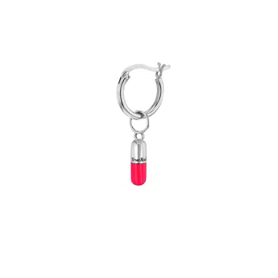 True Rocks Men's Pink / Silver Neon Pink & Sterling Silver Mini Pill Charm On A Silver Hoop In Multi