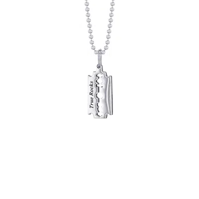 True Rocks Men's Razor Blade Pendant Sterling Silver On Bead Chain