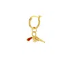 True Rocks Men's Red / Gold 18kt Gold-plated & Red Enamel Mini Retro Pistol Charm On Gold Hoop In Multi