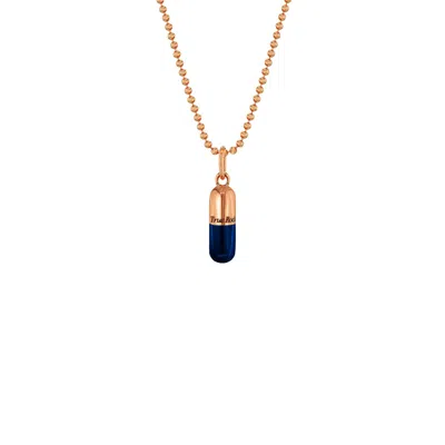 True Rocks Men's Rose Gold / Blue Midnight Blue & Rose Gold Small Pill Pendant In Multi