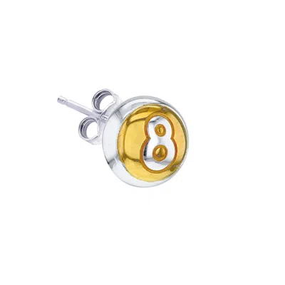 True Rocks Men's Silver / Gold 2 Tone 18kt Gold-plated & Sterling Silver 8 Ball Stud In Multi
