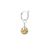 True Rocks Men's Silver / Gold Sterling Silver & 18kt Gold-plated 2 Tone Mini Happy Leaf Charm On Silver Hoop In Multi