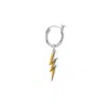 True Rocks Men's Silver / Gold Sterling Silver & 18kt Gold Plated Bolt Charm On Silver Hoop In Multi