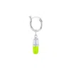 True Rocks Men's Silver / Green Mini Pill Charm On Silver Hoop In Neon Green & Sterling Silver In Multi