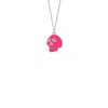 True Rocks Men's Silver / Pink Mini Skull Pendant Neon Pink Enamel & Sterling Silver In Multi