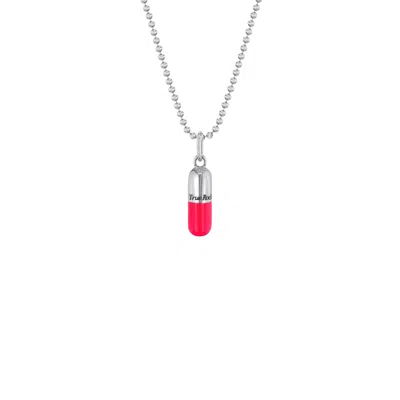 True Rocks Men's Silver / Pink Small Pill Pendant Sterling Silver & Neon Pink Enamel In Silver/pink